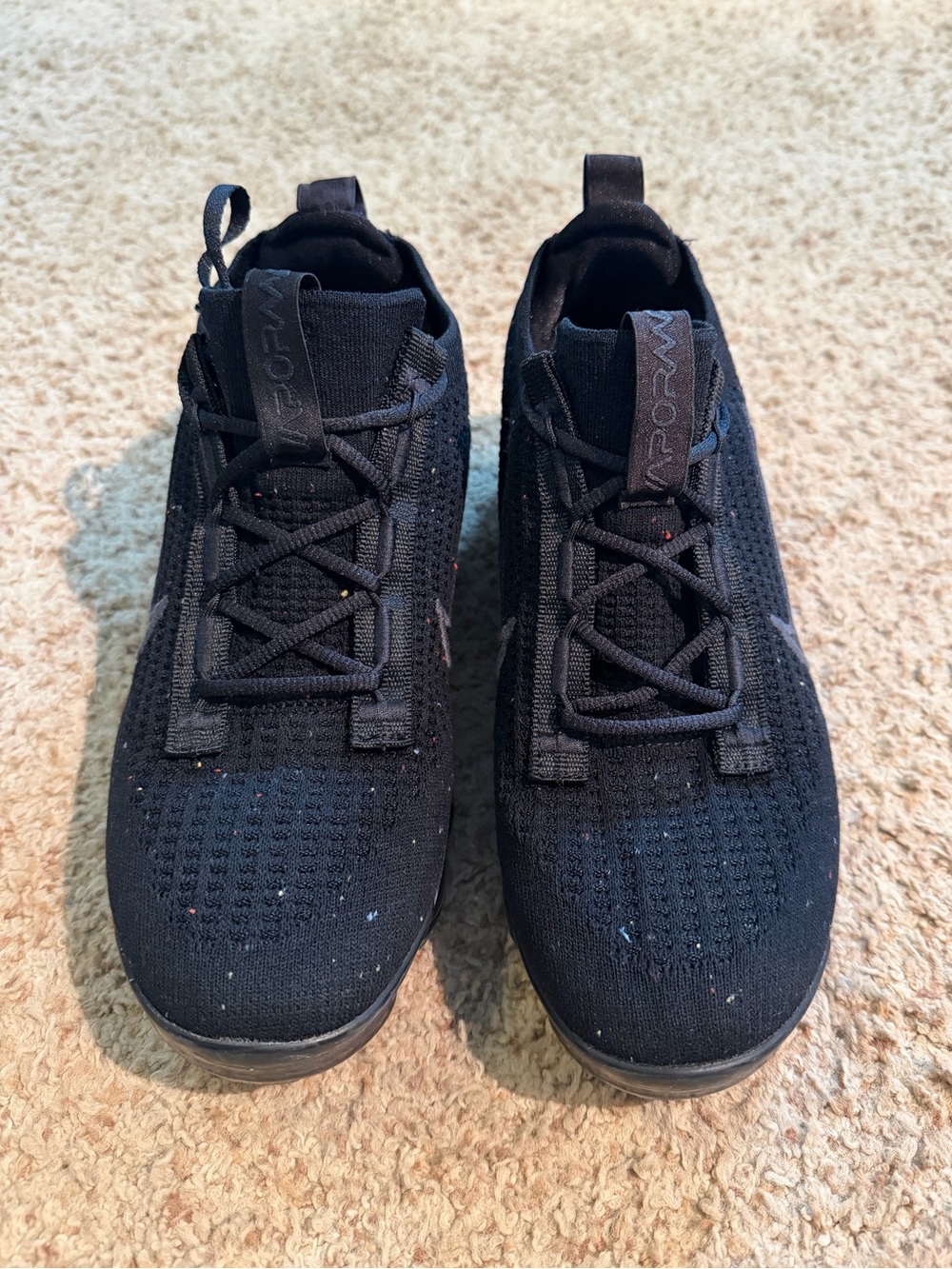 Nike Air VaporMax 2021 Flyknit Triple Black Sneakers Kids 7Y